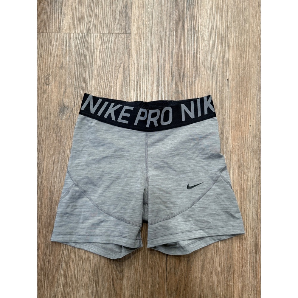 Nike Pro Dri-FIT Women Gray Heathered Compression Athletic Shorts Size M 3672